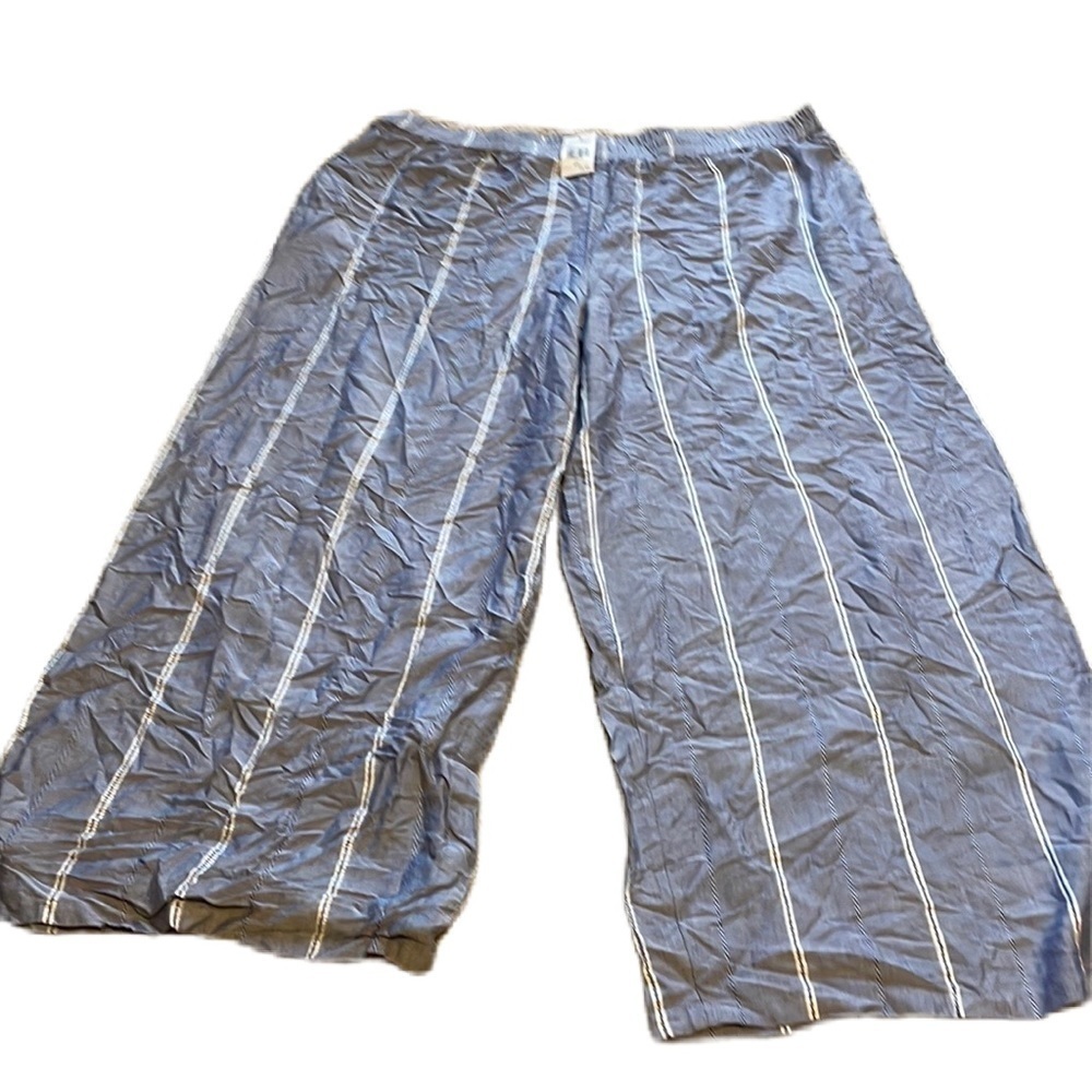 Sweet Magnolia XXL Blue and White Striped Lightweight Pants Elastic Waist NWT